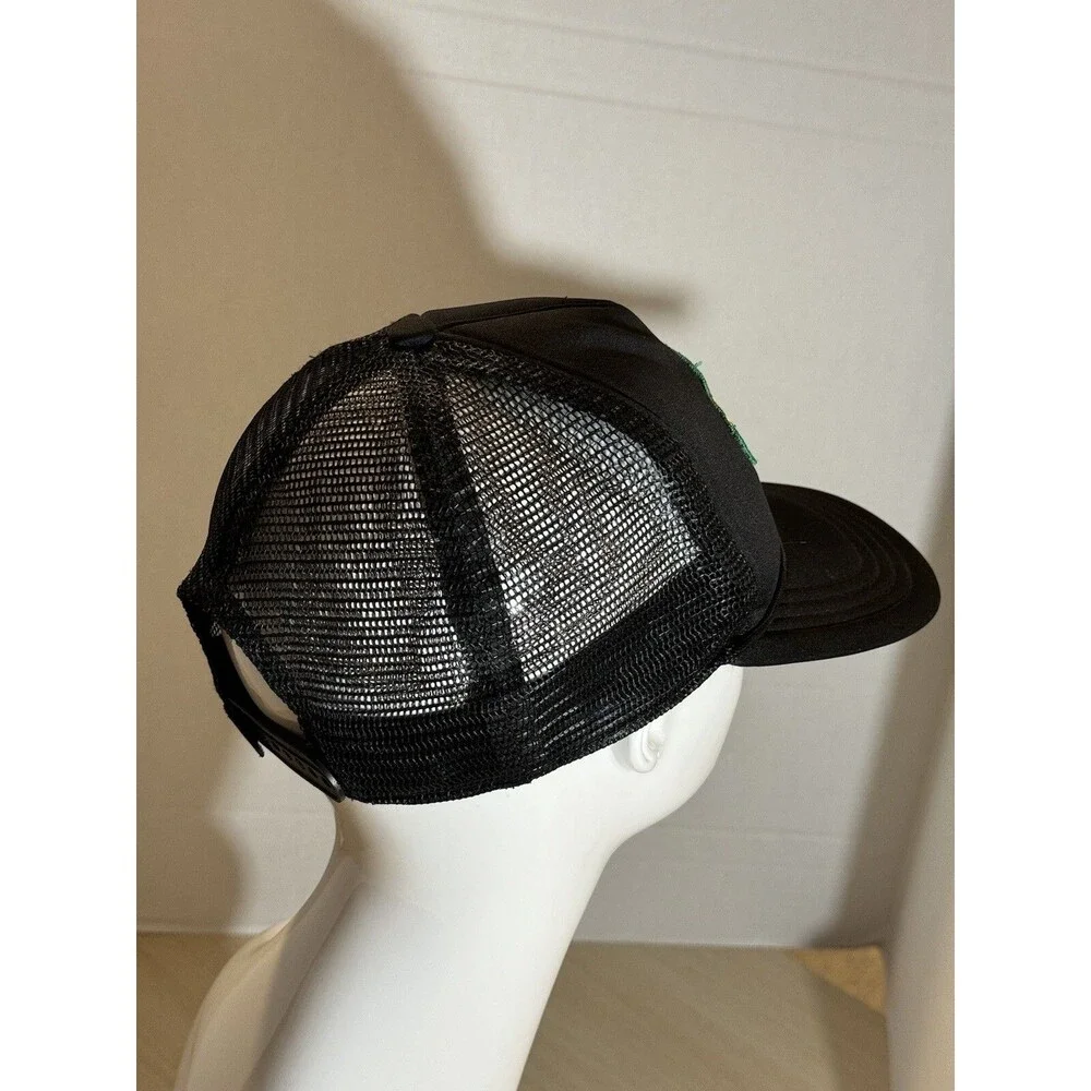 Vtg Vans Off The Wall Black Trucker Hat Rasta Logo Patch Mesh Back Adjustable
